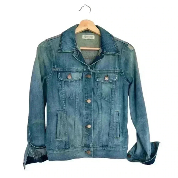 Madewell Ellery Wash Ripped Distressed Denim Jeans Jacket Style C1778 - Picture 2 of 8